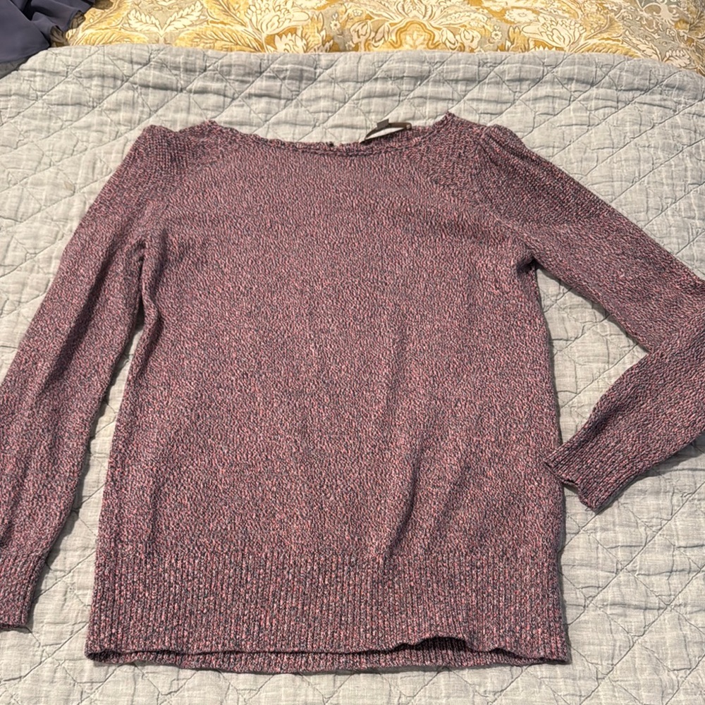 LOFT Purple Crew Neck Sweater with Long Sleeves